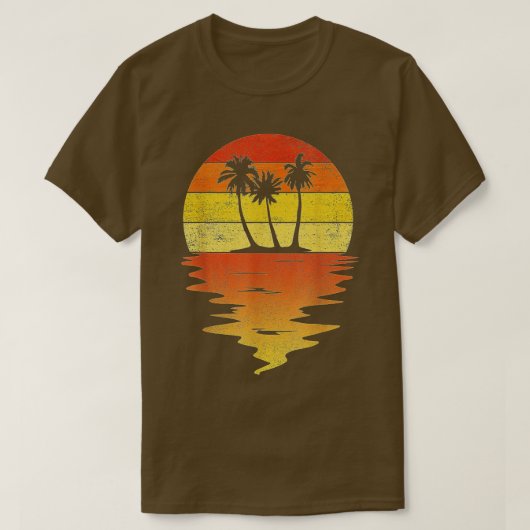 T-shirt Coucher de soleil rétro les années 70 Palmiers vin (Design devant)