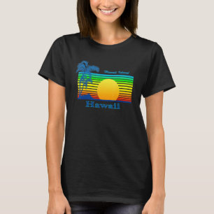 T-shirt Coucher de soleil rétro sur la plage tropicale de 