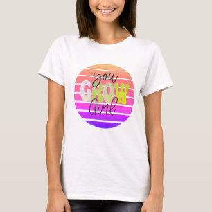 T-shirt Coucher de soleil rétro, tu grossiras fille