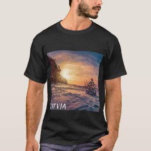 T-shirt Coucher de soleil sur la côte de la mer d'hiver