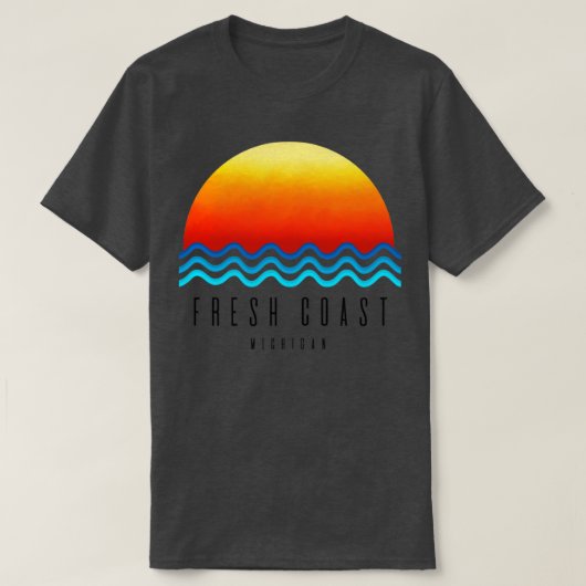 T-shirt Coucher de soleil sur la côte fraîche (Design devant)