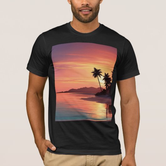 T-shirt Coucher de soleil sur la plage (Devant)