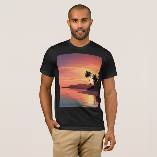 T-shirt Coucher de soleil sur la plage (Devant entier)