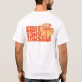 T-shirt Coucher de soleil sur la plage de sable avec palmi (Dos)