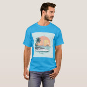 T-shirt Coucher de soleil sur un katamaran (Devant entier)