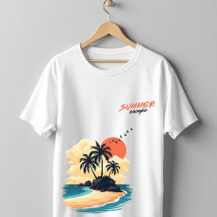 T-shirt Coucher de soleil sur une île tropicale, Évasion e