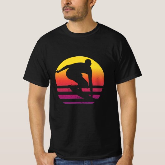 T-shirt Coucher de soleil surfeur Rétro (Devant)