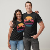 T-shirt Coucher de soleil Synthwave Rétro des Années 80 su (Unisexe)