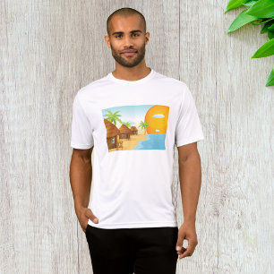 T-shirt Coucher de soleil tropical avec des huttes de chau