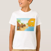 T-shirt Coucher de soleil tropical avec des huttes de chau (Devant)