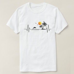 T-shirt Coucher de soleil tropical - Pouls EKG Rythme car