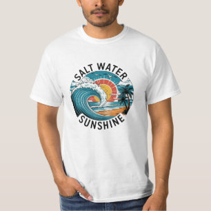 T-shirt Coucher de soleil tropical rétro sur une vague