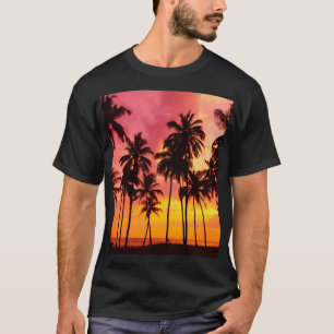 T-shirt Coucher de soleil tropical : Silhouette de palme s