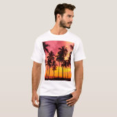 T-shirt Coucher de soleil tropical : Silhouette de palme s (Devant entier)