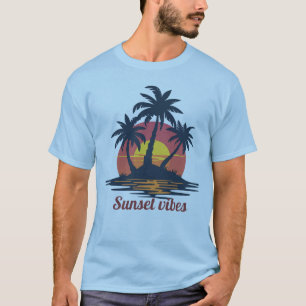 T-shirt Coucher de soleil Vibes Palmiers Tropicaux Plage C
