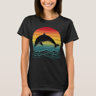 T-shirt Coucher de soleil vintage dauphin océan