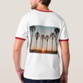 T-shirt coucher de soleil vintage de palmiers (Dos)