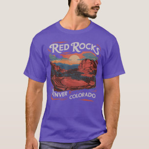 T-shirt Coucher de soleil vintage Red Rocks Denver Colorad