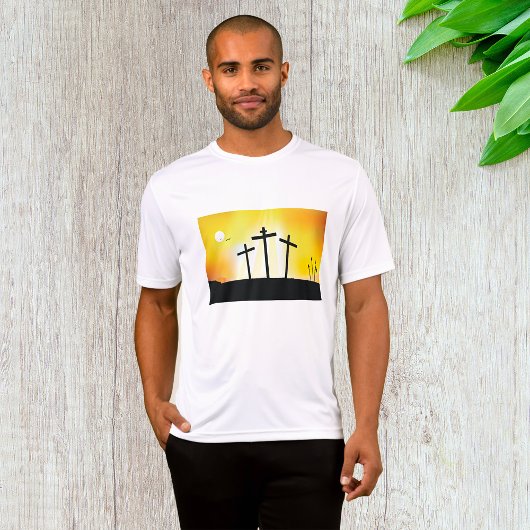 T-shirt Coucher du soleil croix religieuses hommes actifs