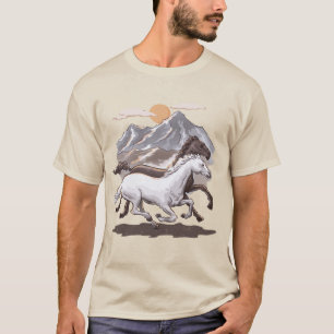 T-shirt Coucher du soleil de la montagne des Chevaux sauva