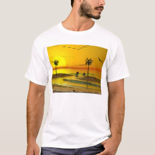 T-shirt Coucher du soleil de rivage de paradis