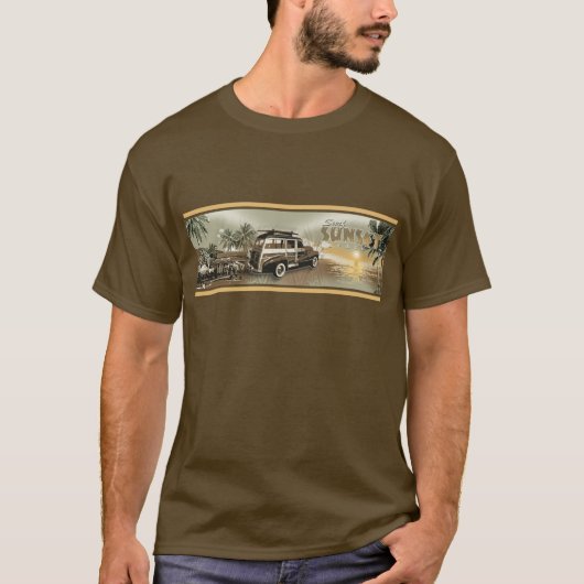T-shirt coucher du soleil de surf (Devant)