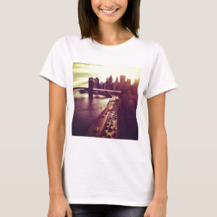 T-shirt Coucher du soleil d'horizon - pont de Brooklyn et