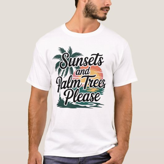 T-shirt Couchers de soleil et palmiers Tees (Devant)