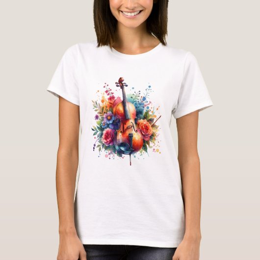 T-shirt Coucou aquarelle et fleurs (Devant)