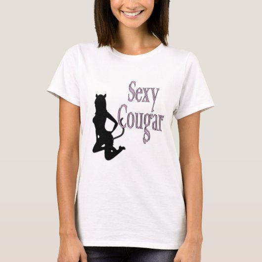 T-shirt cougar dame de silhouette chaude tendance (Devant)