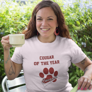 T-shirt Cougar de l'année Drôle rouge foncé