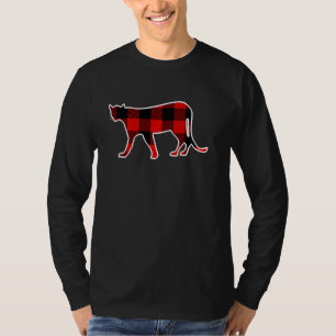 T-shirt Cougar Red Buffalo Plaid Puma Animal Matching Pj F