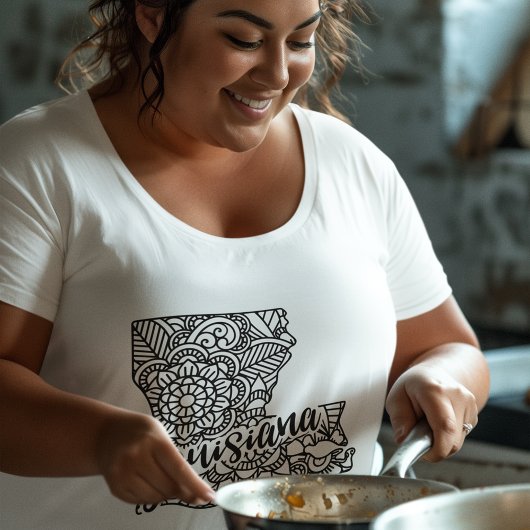 T-shirt Couleur adulte Louisiana Line Art Mandala Map