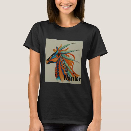 T-shirt couleur Aquarelle féminine "Be a Warrior" (Devant)