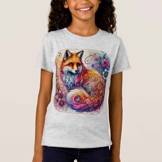 T-shirt couleur aquarelle Fox (Devant)
