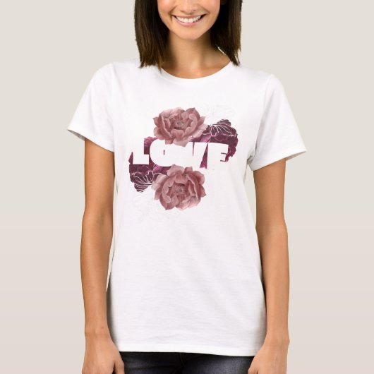 T-shirt couleur blanche femme fleur d'amour (Devant)