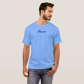 T-shirt Couleur bleu profond Calligraphie moderne simple d (Devant entier)