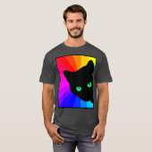 T-shirt Couleur Chat Noir Prism Vert Yeux Amoureux des cha (Devant entier)