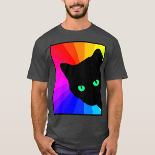 T-shirt Couleur Chat Noir Prism Vert Yeux Amoureux des cha