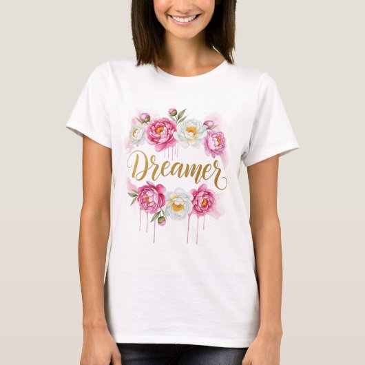 T-shirt couleur d'aquarelle fleurie Dreamer - Eleg (Devant)