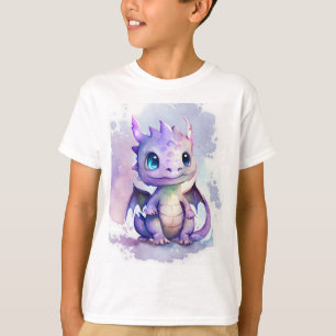 T-shirt Couleur d'aquarelle mignonne violet bébé Dragon