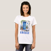T-shirt Couleur de l'eau Santorini Grèce moderne et élégan (Devant entier)
