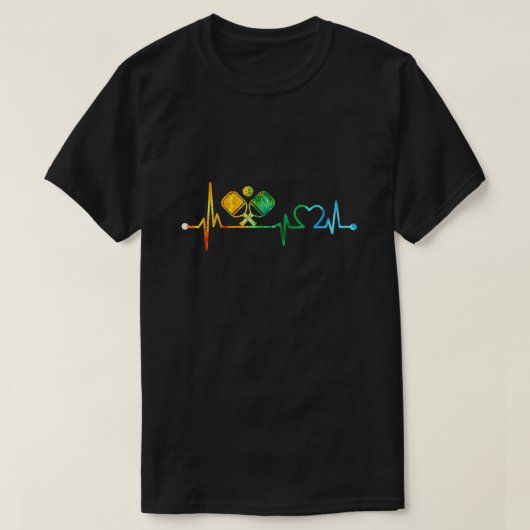 T-SHIRT COULEUR D'EAU DE PICKLEBALL HEARTBEAT (Design devant)