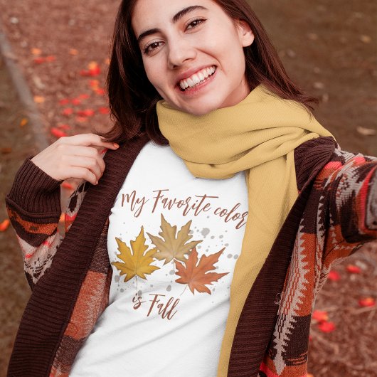 T-shirt Couleur d'eau des feuilles d'automne simple