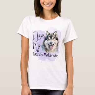 T-SHIRT COULEUR D'EAU J'AIME MON CHIEN ALASKAN MALAMUTE