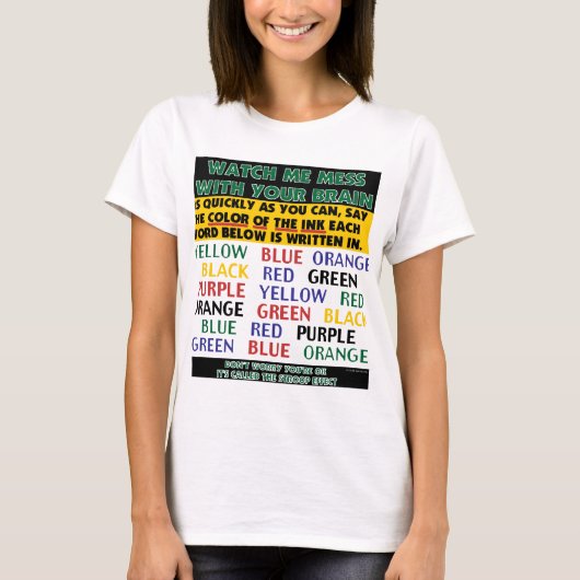 T-shirt Couleur d'illusion de mots - effet de Stroop (Devant)