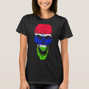 T-shirt Couleur du drapeau de la Gambie Crâne