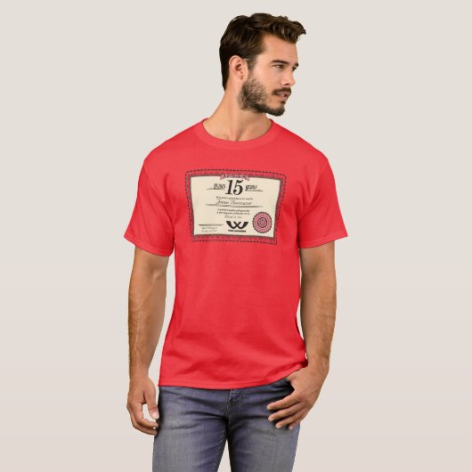 T-shirt Couleur faite sur commande récompense de service (Devant entier)