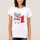 T-shirt Couleur Garde Chat Rouge Blanc (Devant)