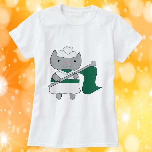 T-shirt Couleur Garde Chat Vert Blanc